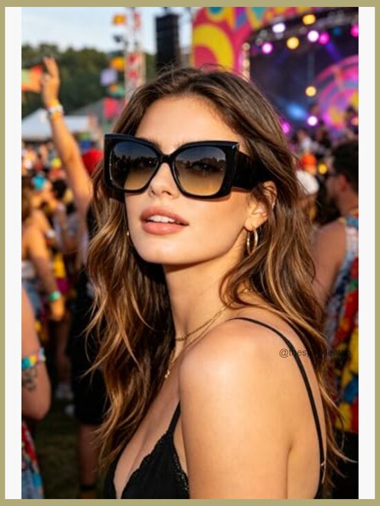 Oversized Y2K Cat Eye Square Sunglasses UV400 Unisex